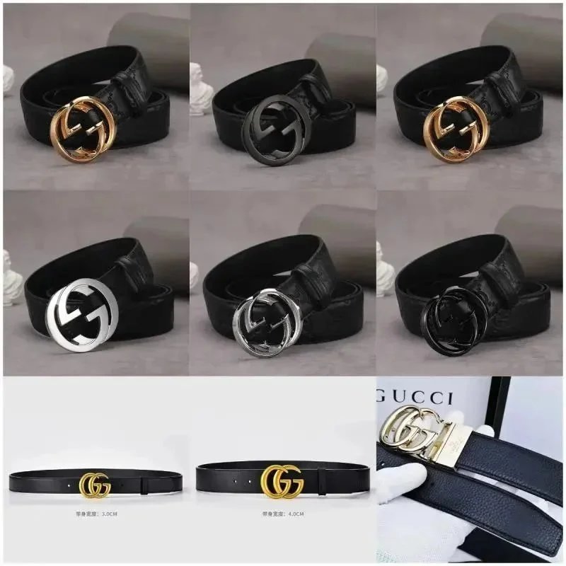 Gucci G Buckle Leather Belt Black