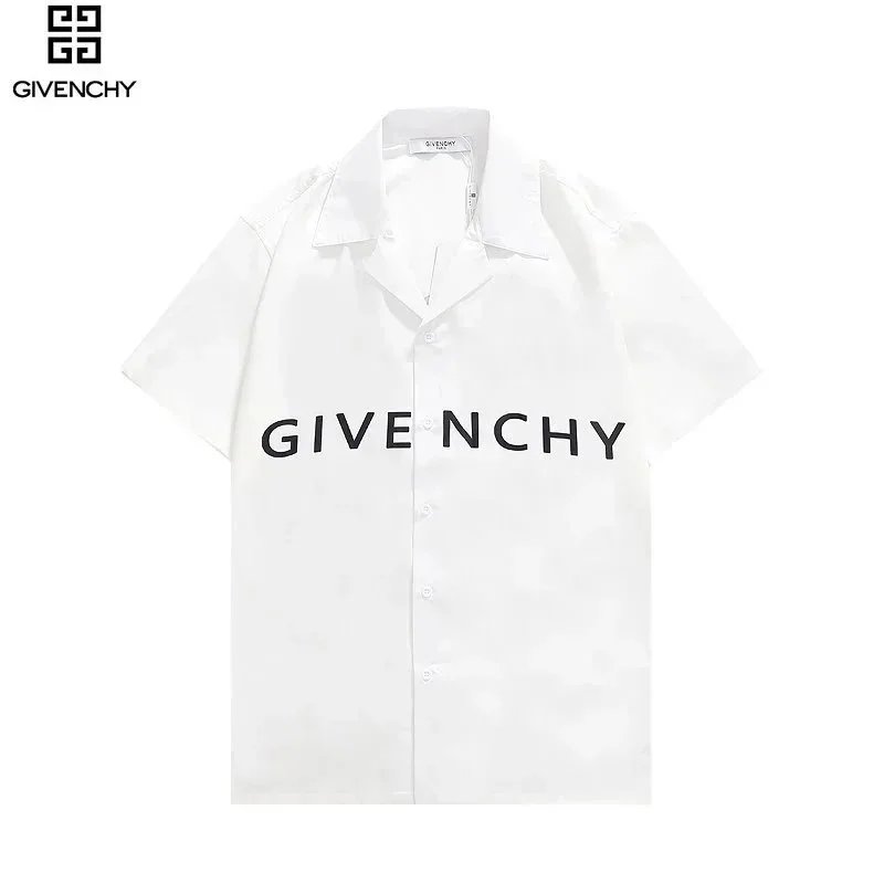 Givenchy Men's Logo Hawaiian Shirt in White/Black