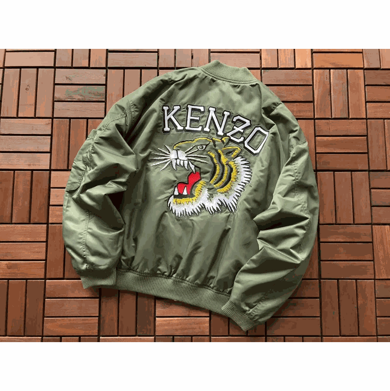 Kenzo 'Tiger Varsity' Embroidered Bomber Jacket Black