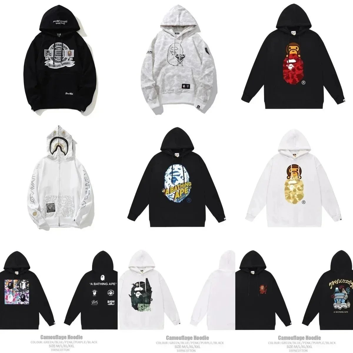 Bape Moon Ape Head Pullover Hoodie