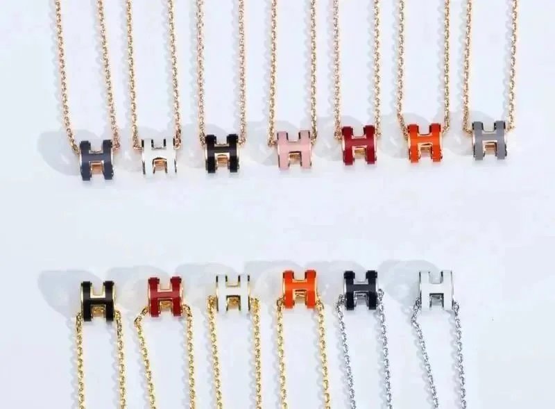 HERMES Rose Gold Mini Pop H Necklace