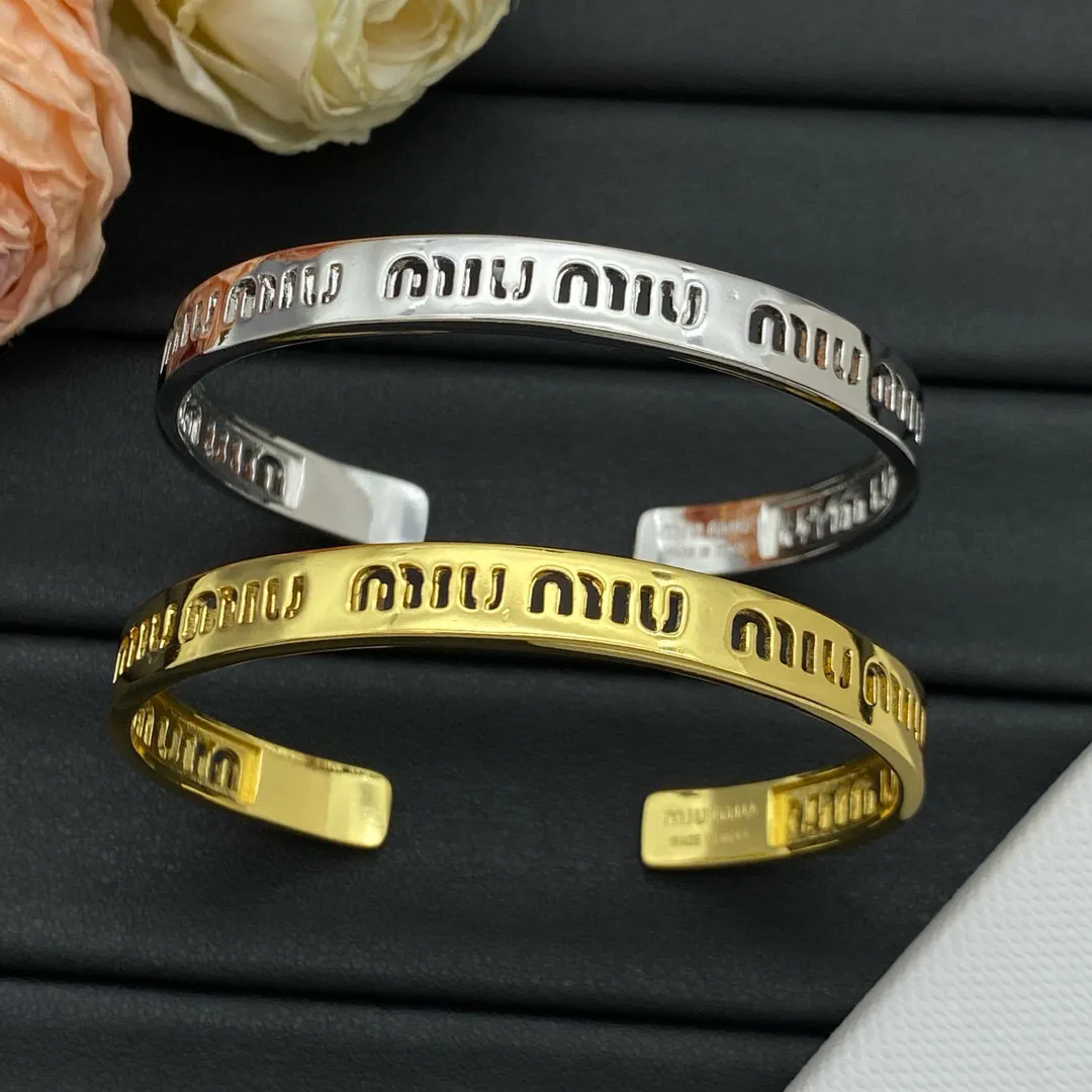 Miu Miu Laser-Cut Logo Cuff Bracelet