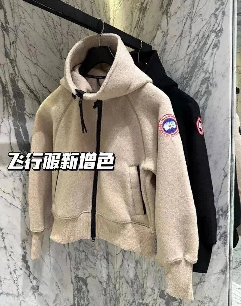 Canada Goose Women's Hooded Fleece Jacket Beige Color New Arrival