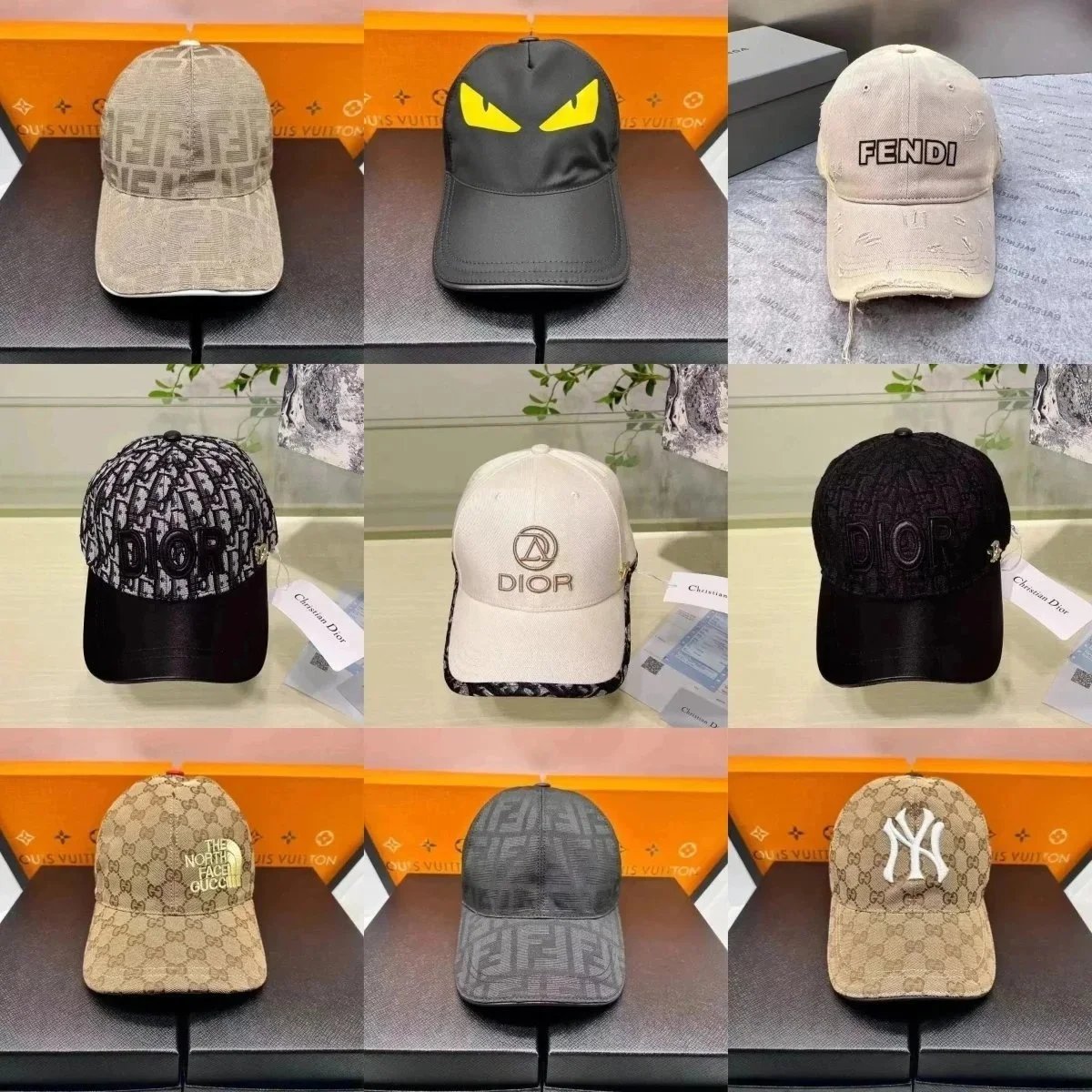 Luxury Dior Baseball Cap with Monogram Pattern and Logo Design