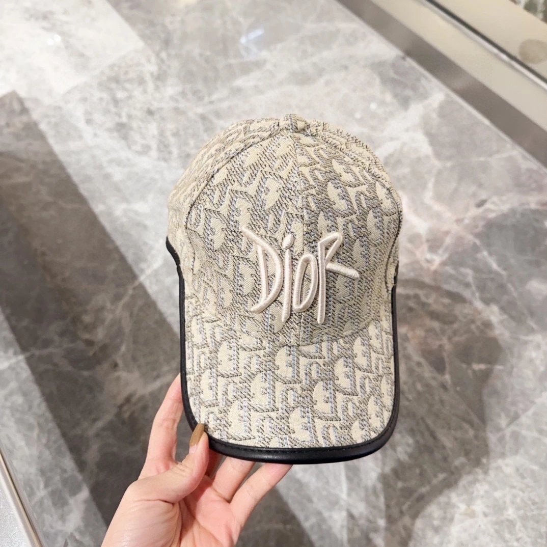 Dior Oblique Logo Baseball Cap in Beige and Black