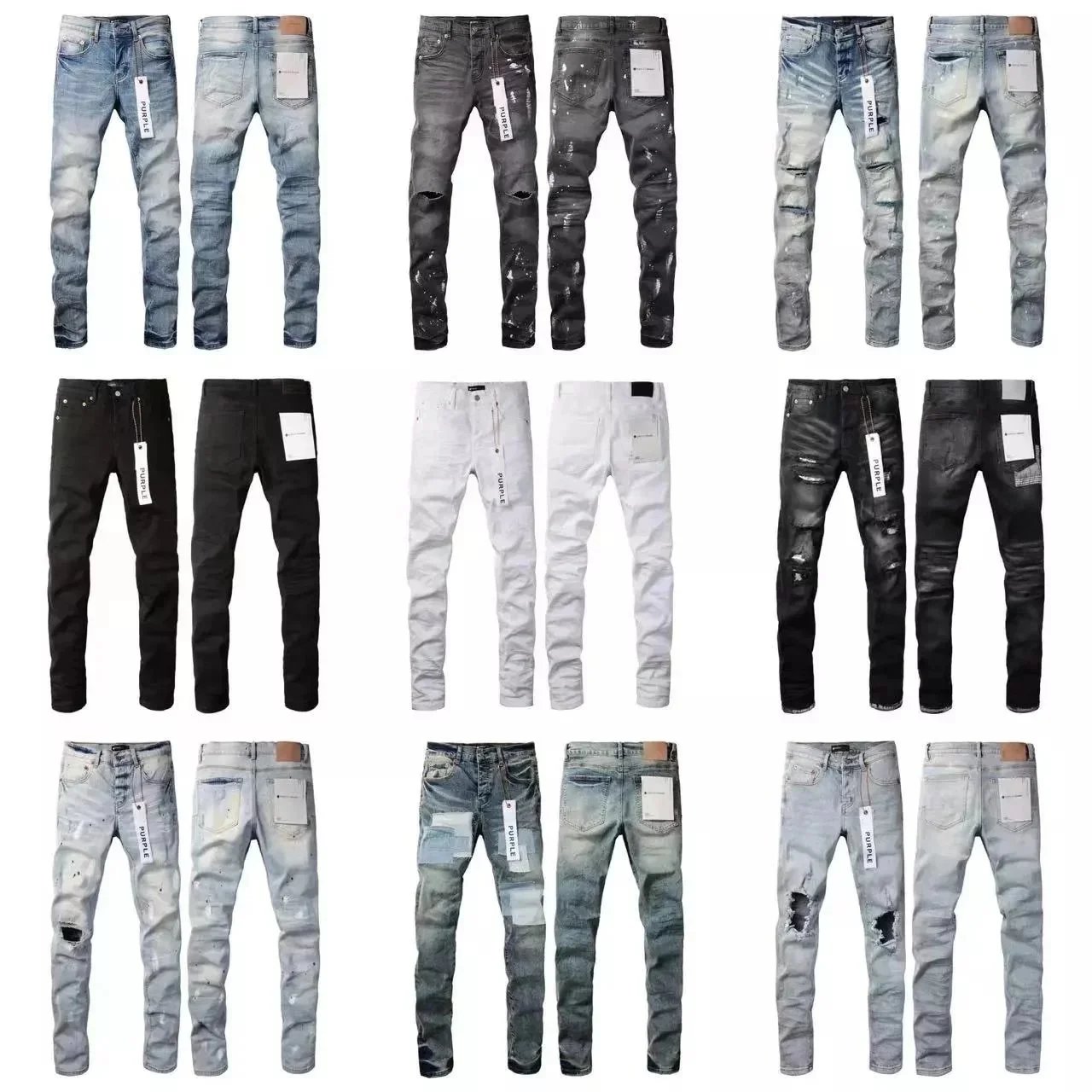 Men's Fashion Distressed Skinny Jeans Slim Fit Denim Pants