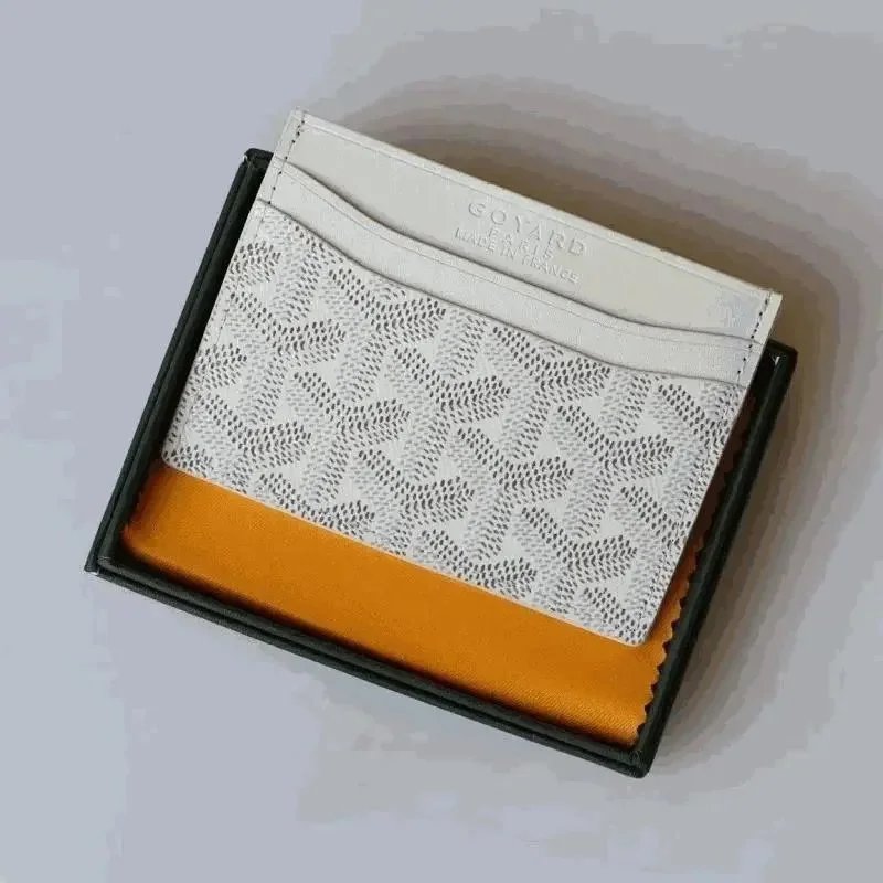 Covard White Leather Card Holder with Monogram Pattern