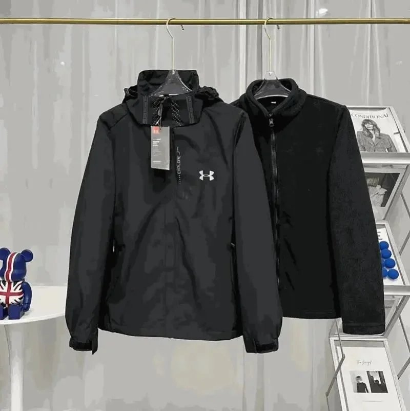 Under Armour Men's Black Hooded Jacket Windbreaker Sport Coat