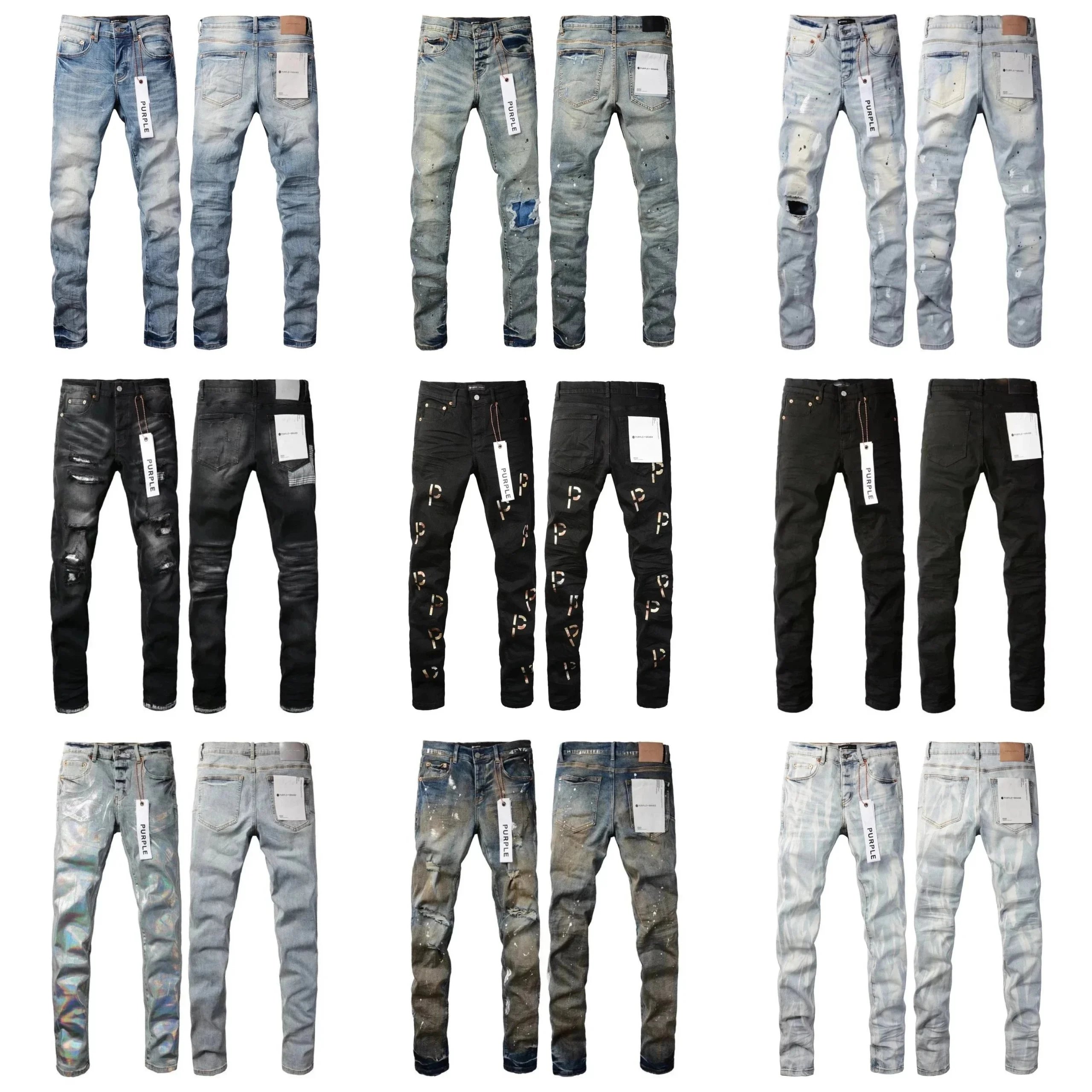 Men's Fashion Distressed Skinny Jeans with Ripped Details and Unique Designs