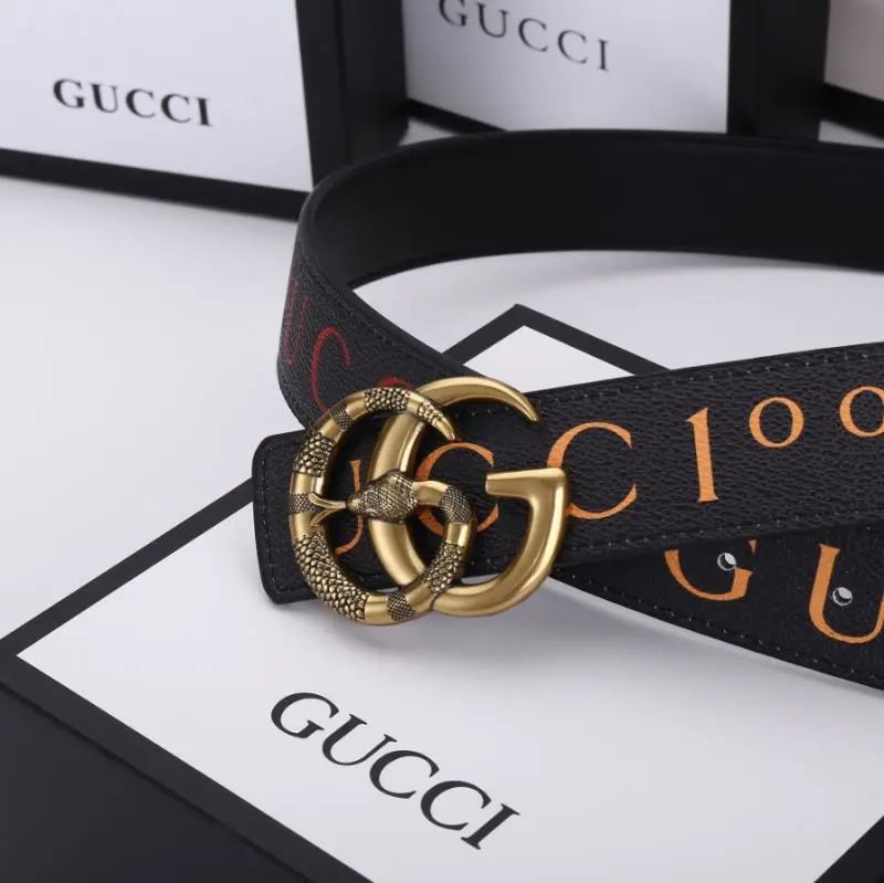 Gucci Double G Logo Belt with Snake Motif Buckle
