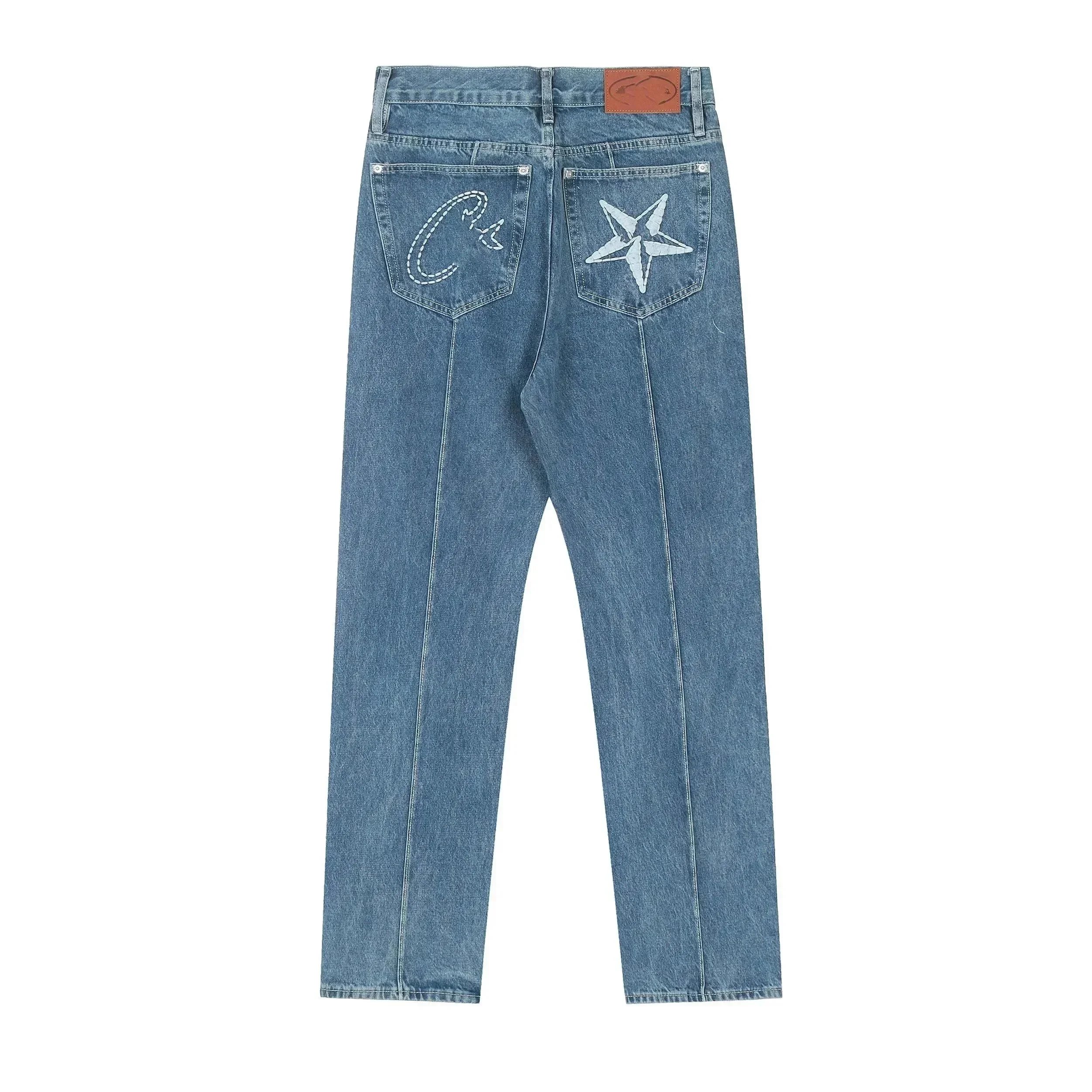 C*2 Star Embroidered Denim Jeans for Men