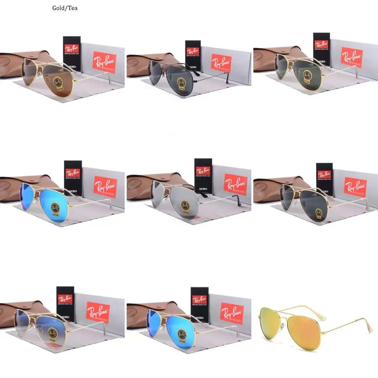 Ray-Ban Aviator Sunglasses Gold Frame with Various Lens Colors