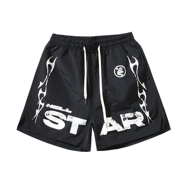 MILLSTAR Black Flame Print Drawstring Shorts for Men