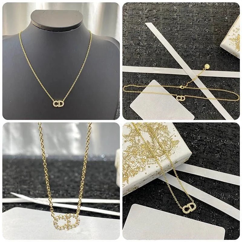 Elegant Gold Plated Double C Pendant Necklace for Women