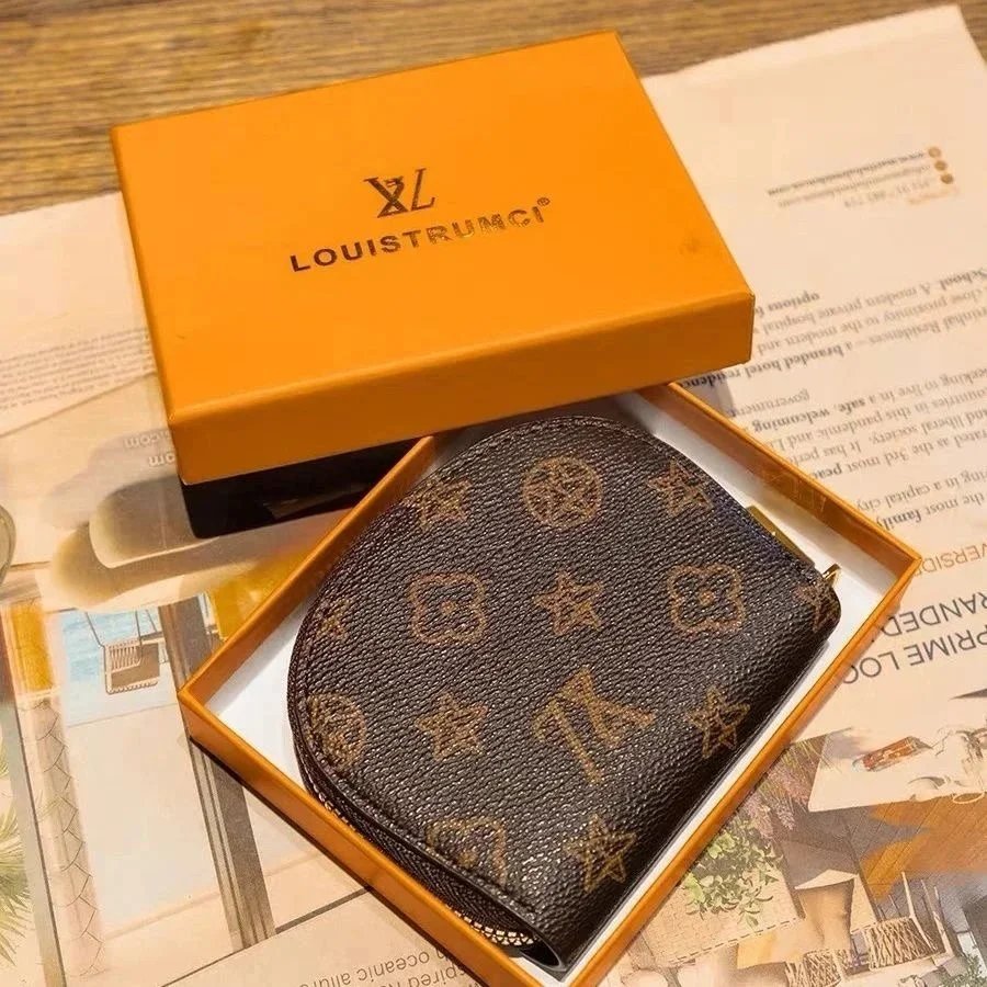 LOUISTRUMCI Monogram Round Zip Wallet for Women and Men