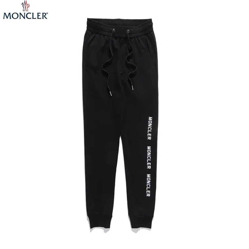 MONCLER Black Logo Print Sweatpants for Men