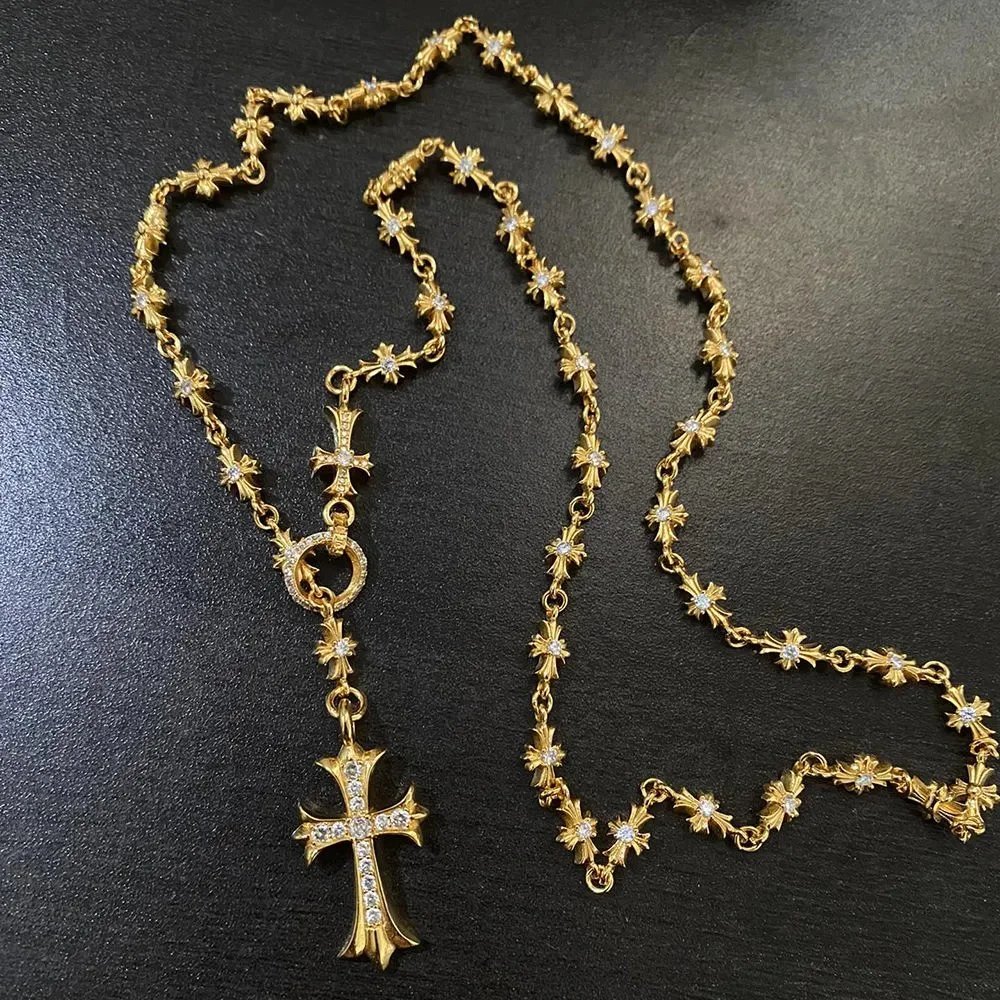 Luxury Gold Plated Cross Necklace with Crystal Accents