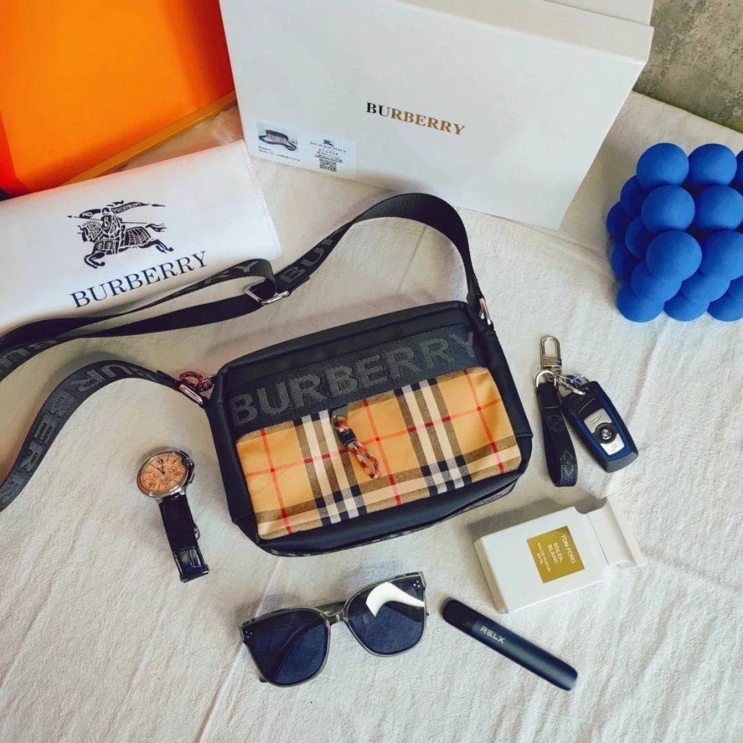 Burberry Check Crossbody Bag with Logo Strap