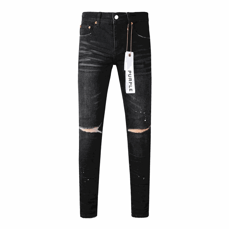 Men's Black Ripped Skinny Jeans Fashion Denim Pants