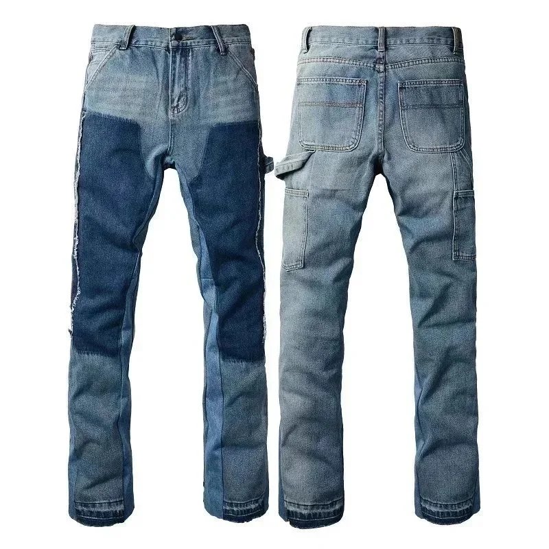 Men's Durability Denim Cargo Pants with Reinforced Knees
