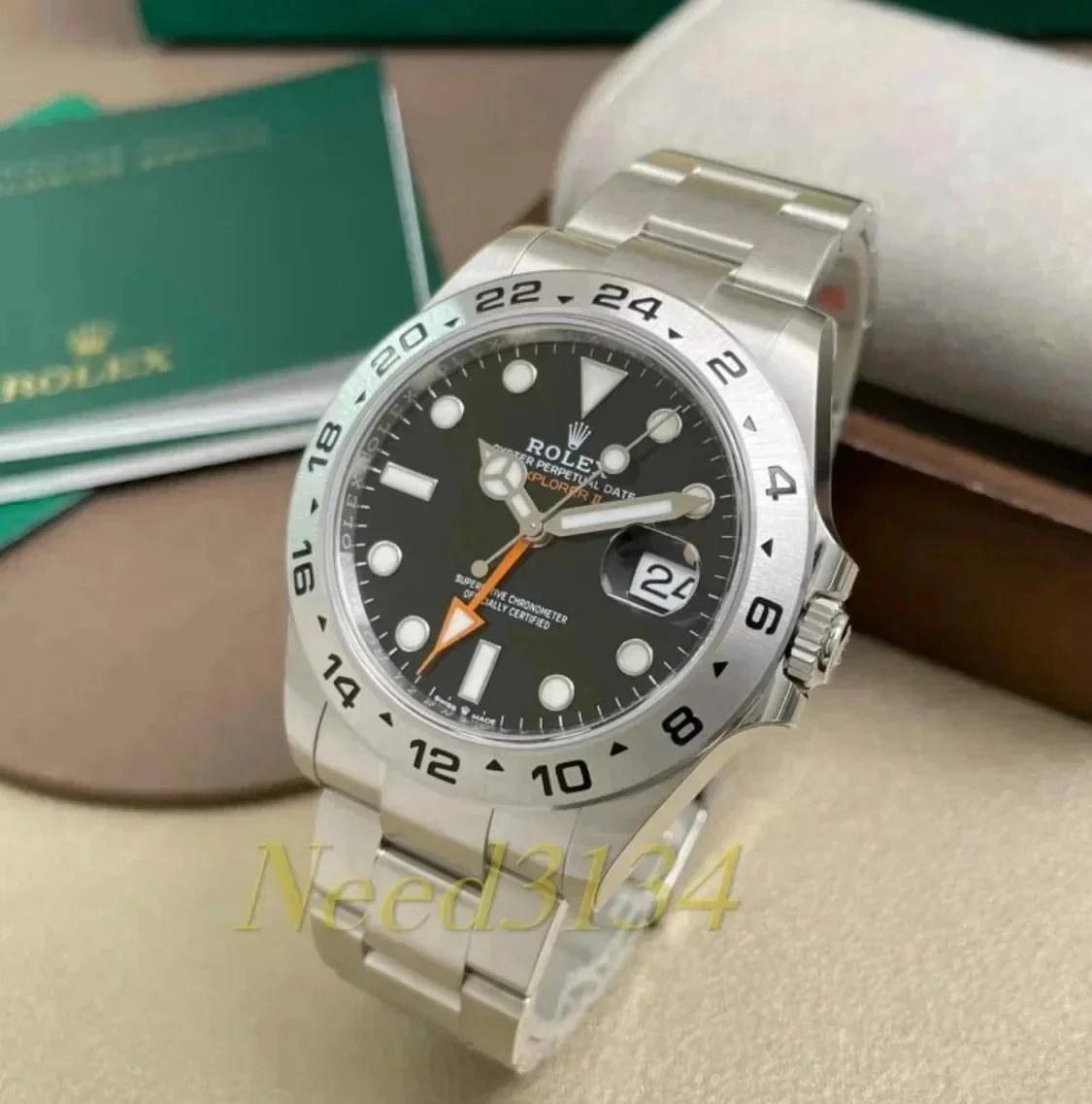 Rolex Explorer II Watch Stainless Steel Black Dial 24-Hour Display