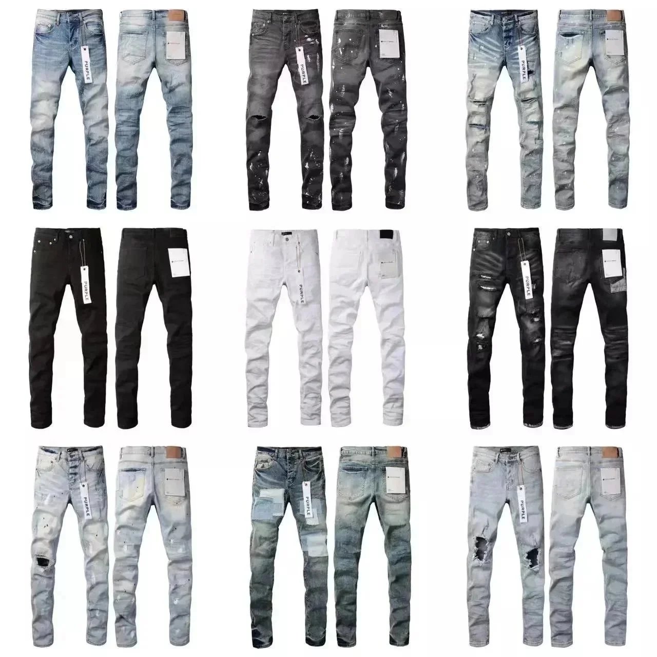 Men's Distressed Skinny Jeans Fashion Denim Pants Ripped Stretch Jean