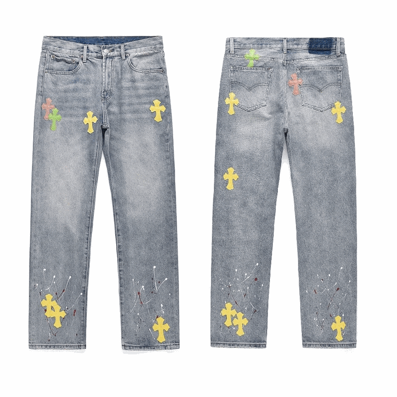 Gucci Embroidered Cross Denim Jeans for Men