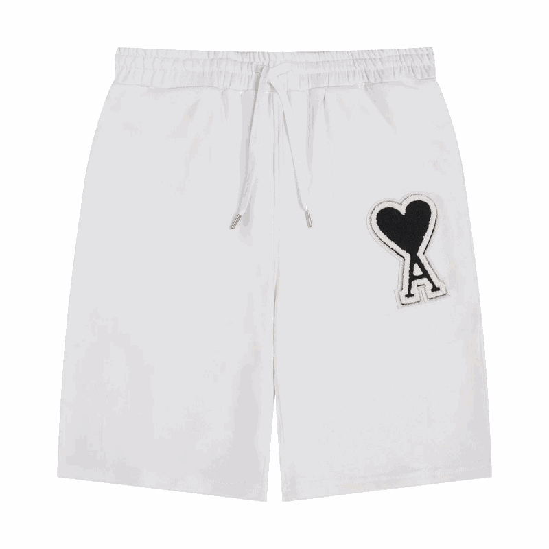 White Cotton Shorts with Heart and A Logo Patch