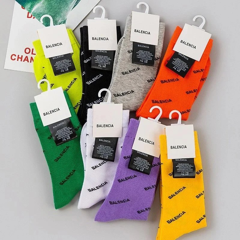 Balencia Logo Print Colorful Socks for Men and Women