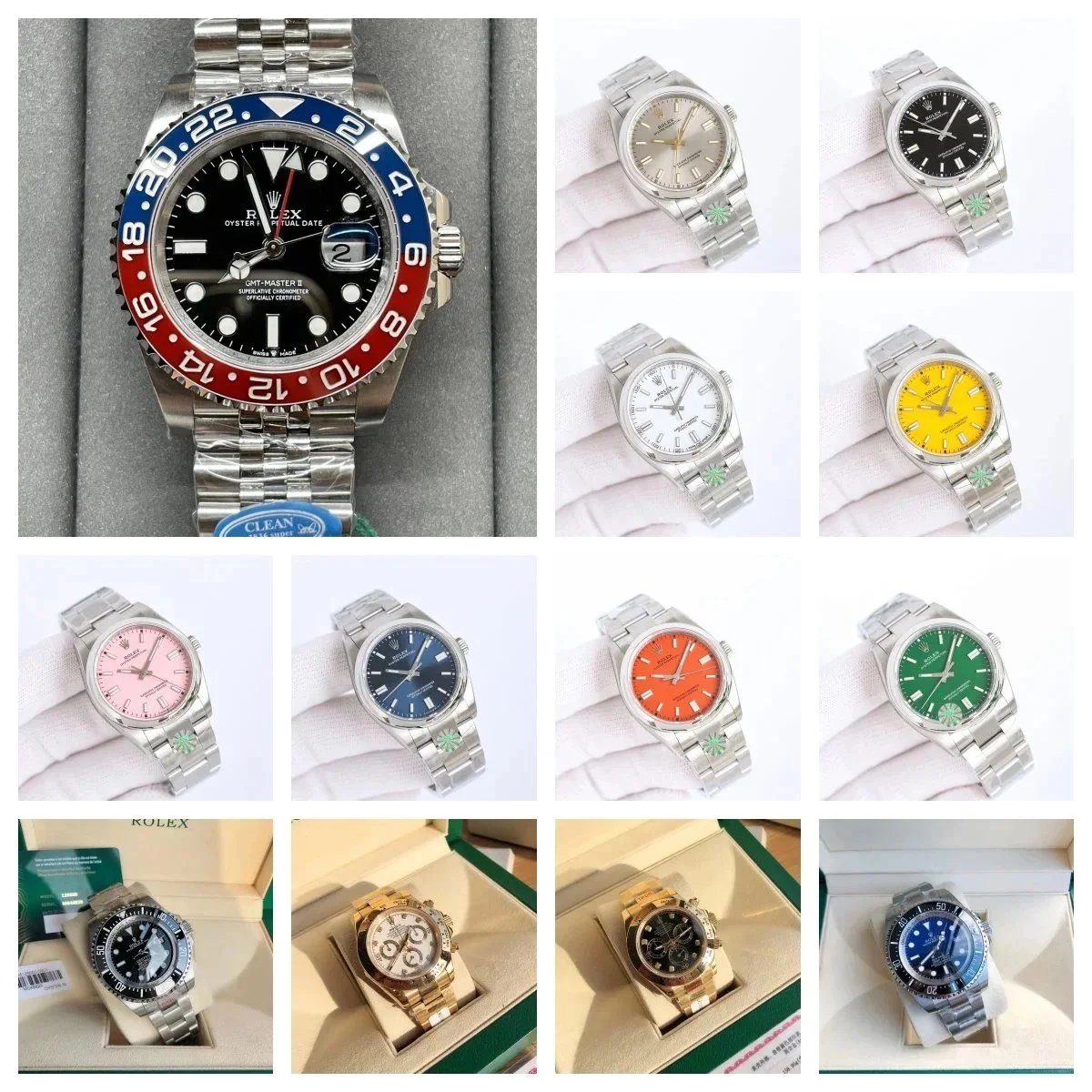 Rolex GMT-Master II Watch with Pepsi Bezel and Stainless Steel Bracelet