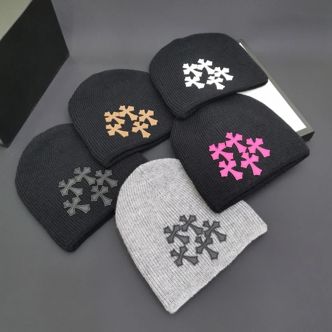 Stylish Knit Beanie Hats with Cross Pattern Design