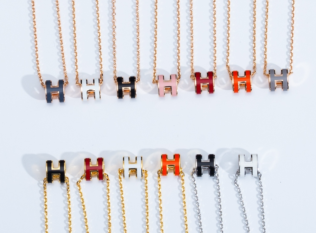 Hermes H Pendant Necklace in Multiple Colors and Metal Finishes