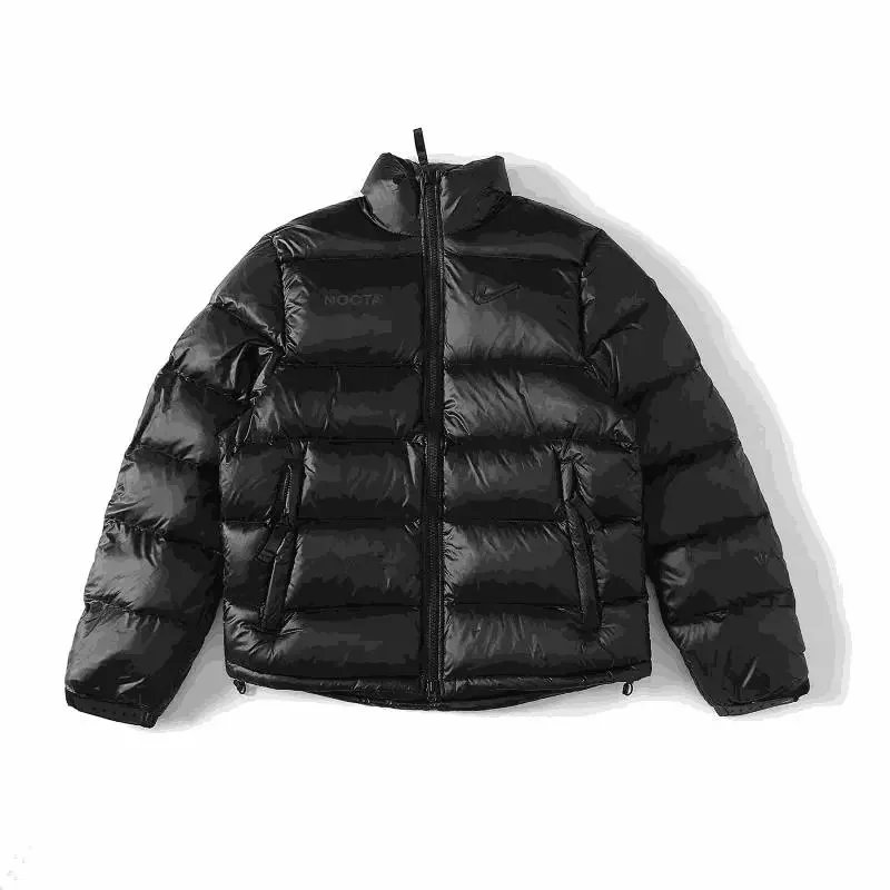 Men's Black Puffer Jacket Lightweight Winter Coat with Zipper and Pockets