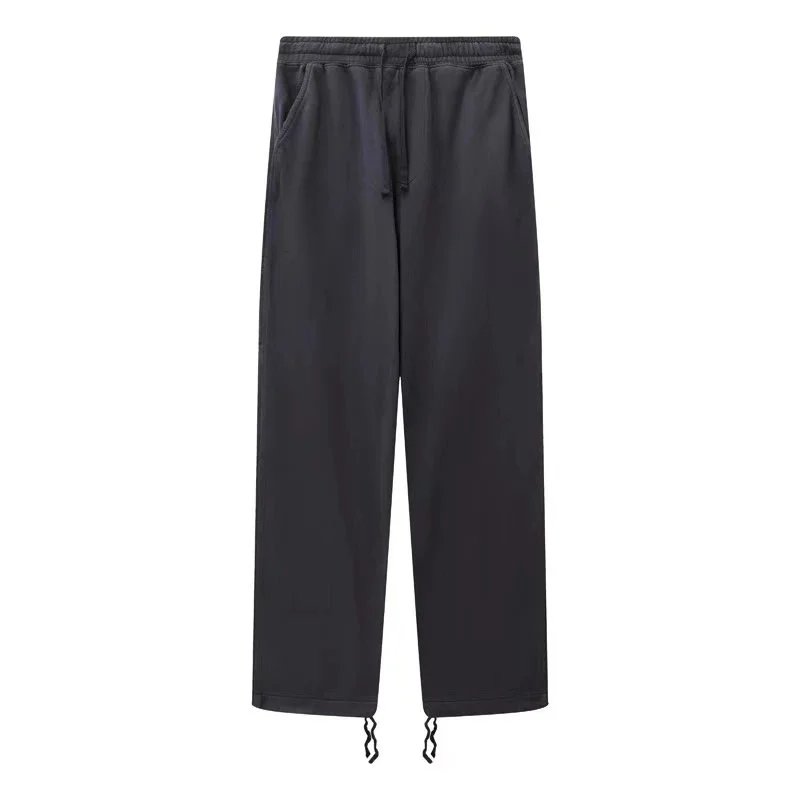Men's Black Wide Leg Sweatpants with Drawstring Cuffs