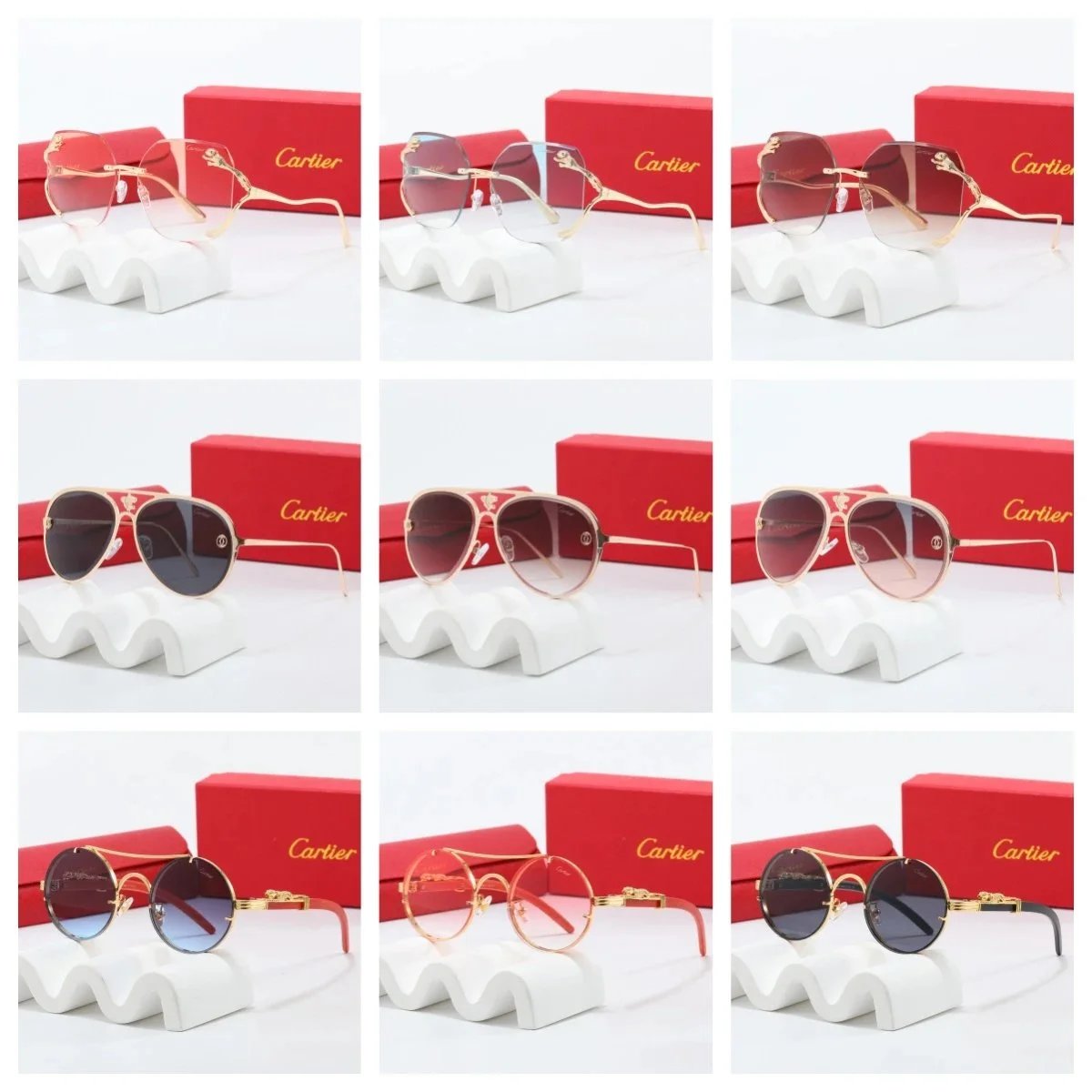 Cartier Sunglasses Luxury Gold Frame Designer Eyewear
