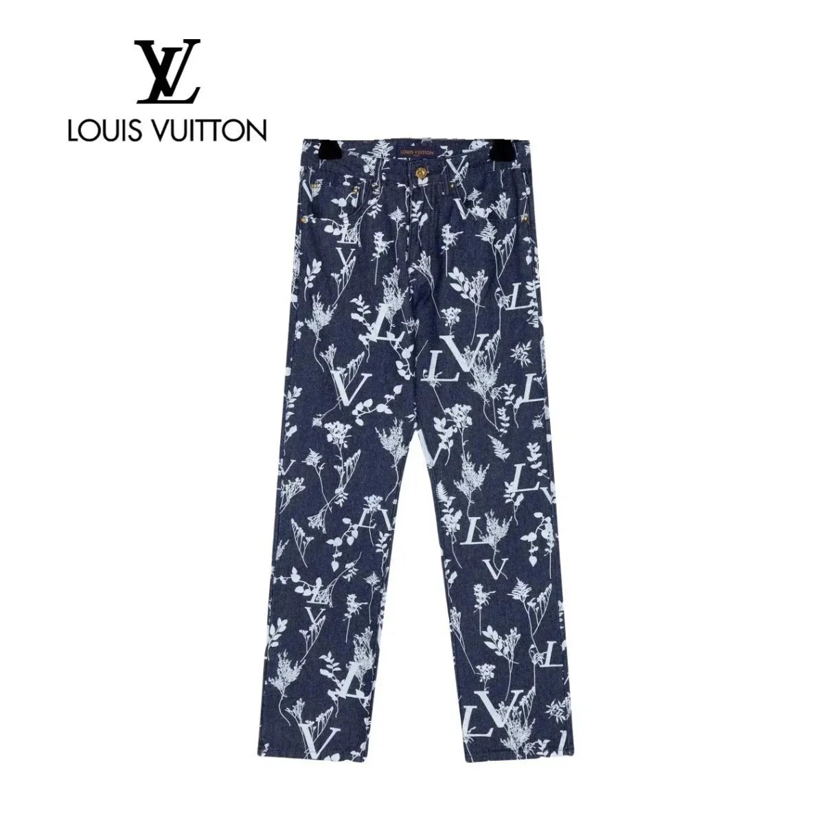 Louis Vuitton Monogram Floral Print Denim Pants