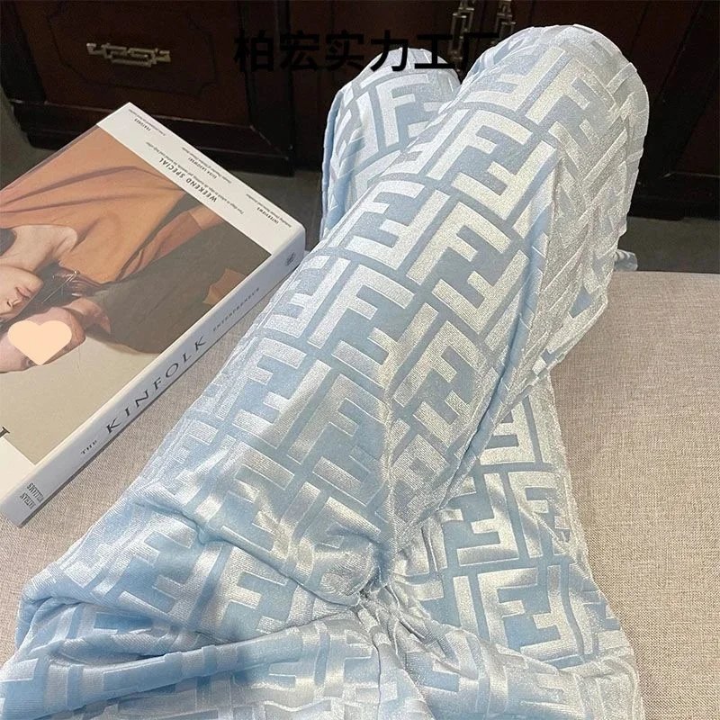 Light Blue Geometric Pattern Silk Scarf Elegant Fashion Accessory