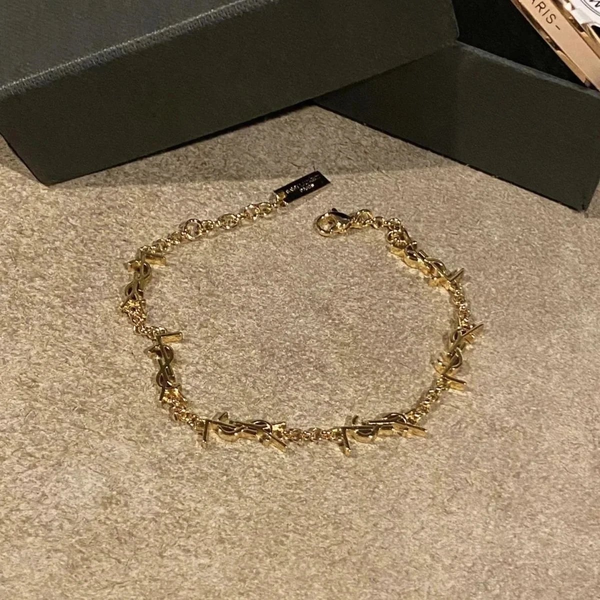 Saint Laurent Gold YSL Logo Chain Necklace