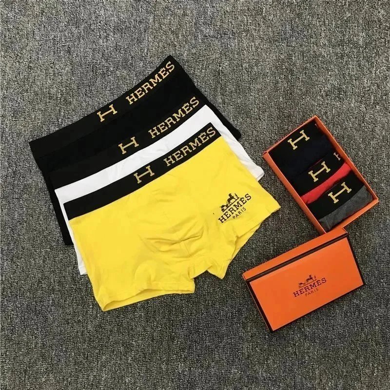 Hermes Men's Boxer Briefs Set in Premium Cotton with Logo Waistband