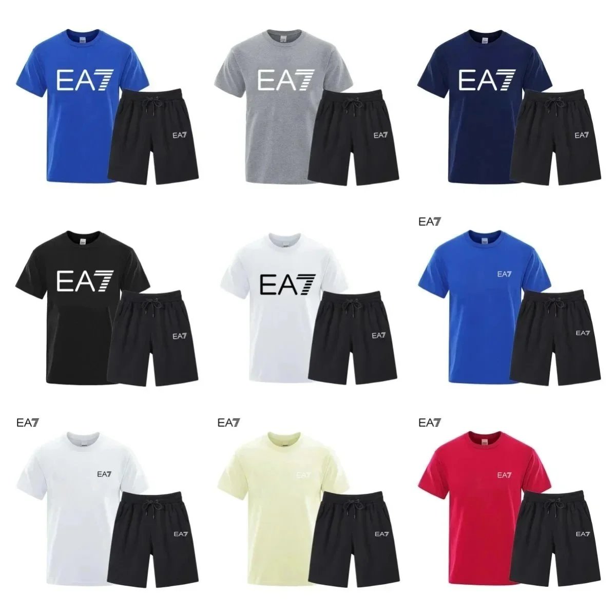 EA7 Men's T-Shirt and Shorts Set Casual Sportswear