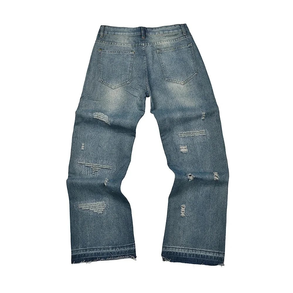 Ripped Distressed Denim Jeans for Men Casual Streetwear Style