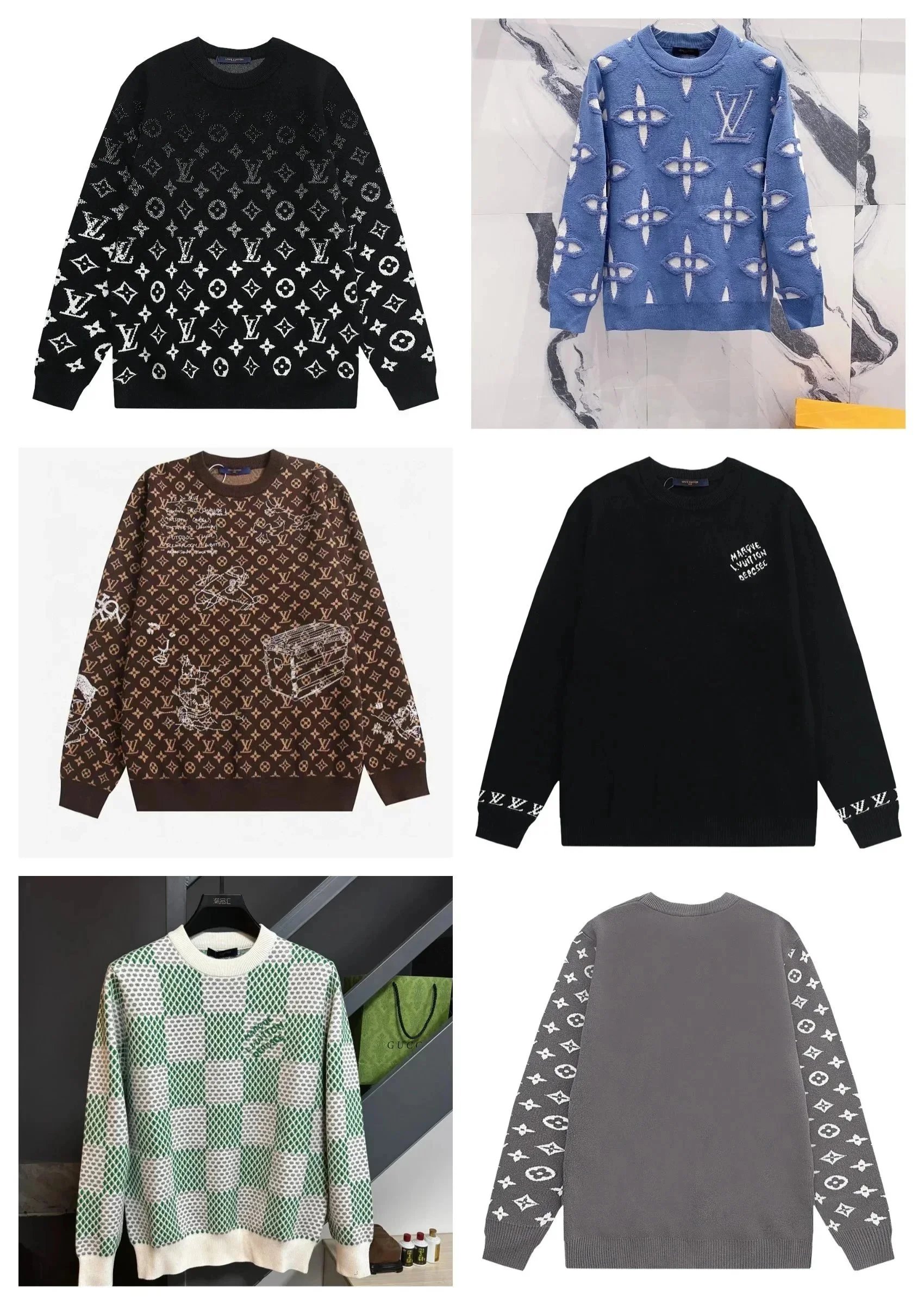Luxury Louis Vuitton Patterned Knit Sweaters for Men and Women
