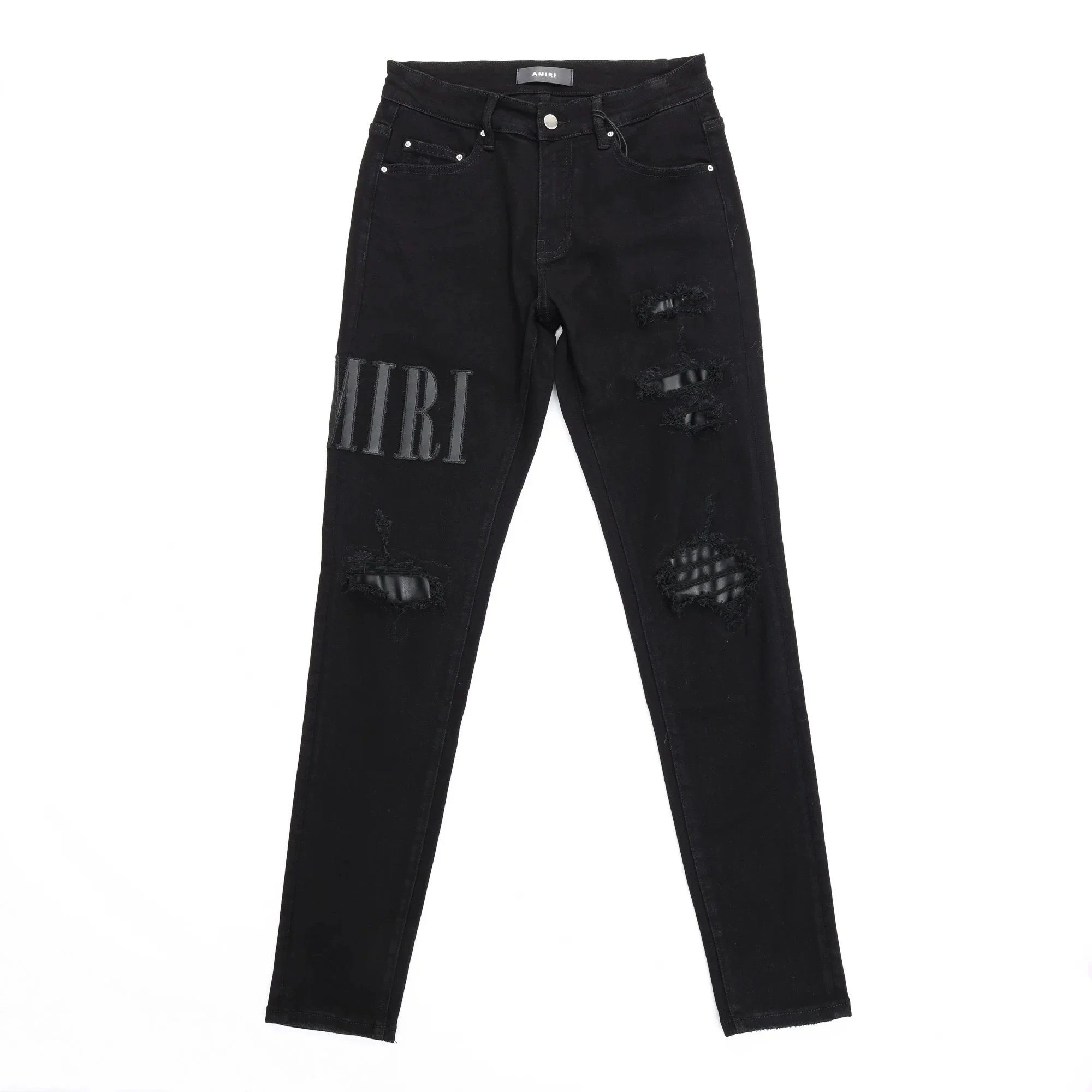 AMIRI Black Ripped Logo Denim Jeans