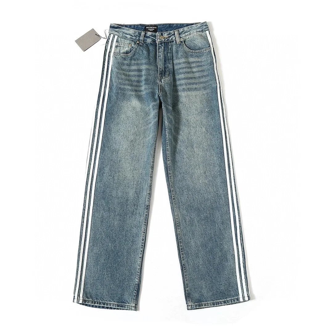 Balenciaga Track Stripe Denim Jeans for Men and Women