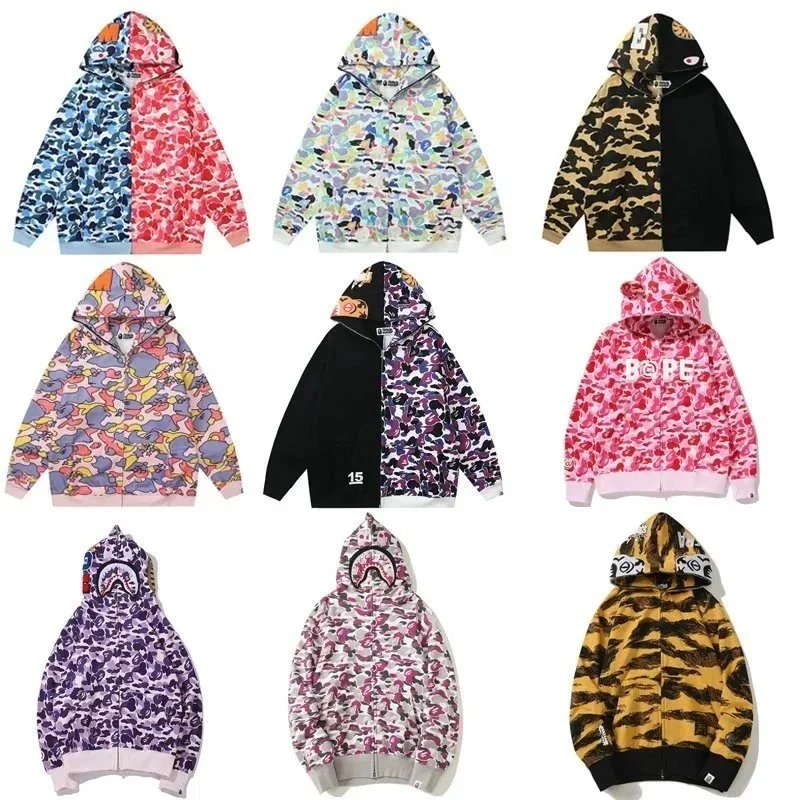 BAPE Camouflage Hoodie Zip-Up Sweatshirt Streetwear Fashion