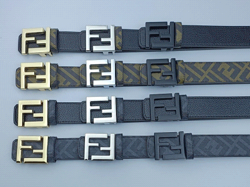 Fendi FF Logo Leather Belt Men's Fashion Accessory