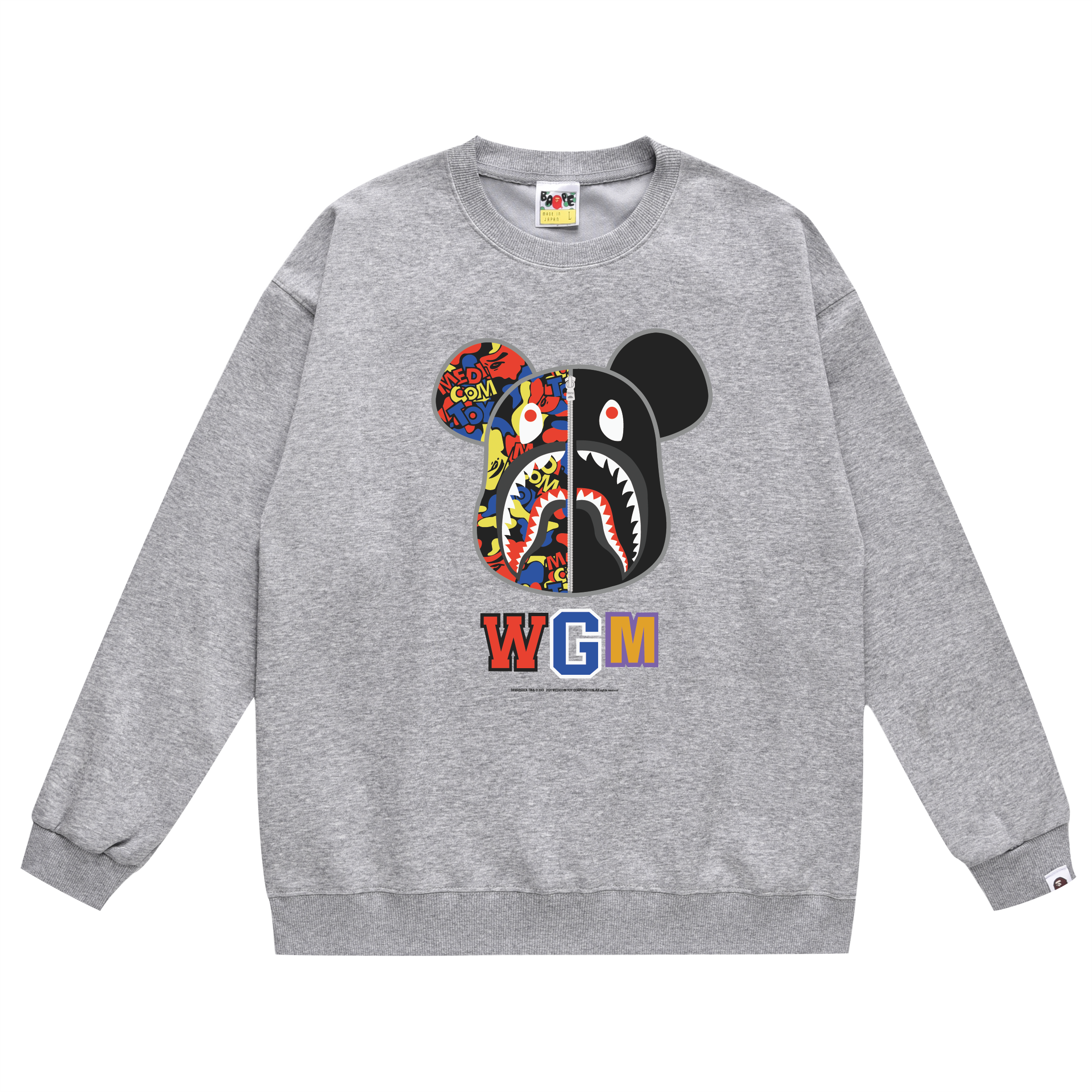BAPE x WGM Gray Sweatshirt with Mickey Mouse Design