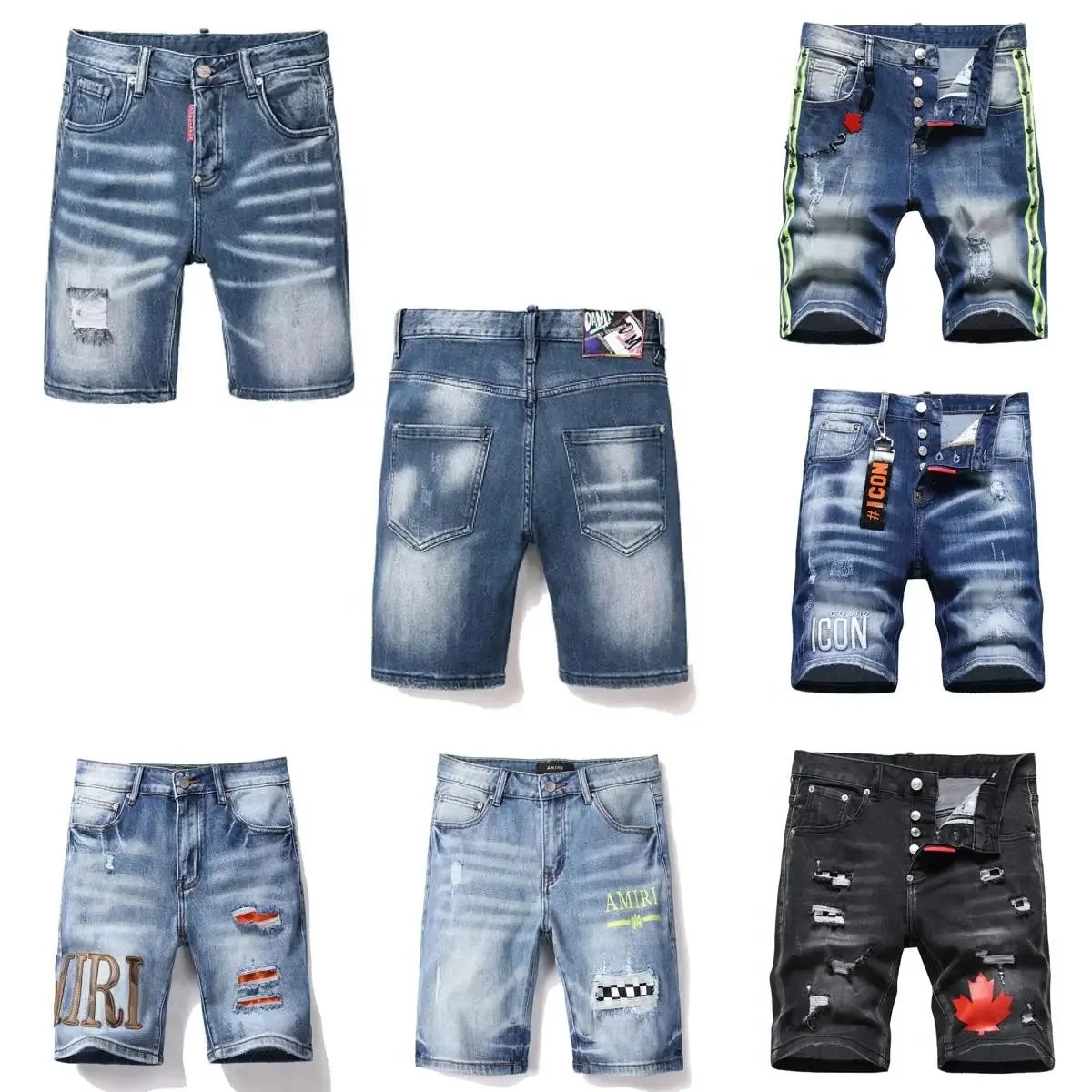 AMIRI Men's Distressed Denim Shorts Fashion Streetwear