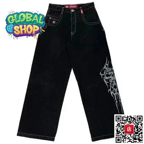 Black Dragon Design Denim Pants for Men