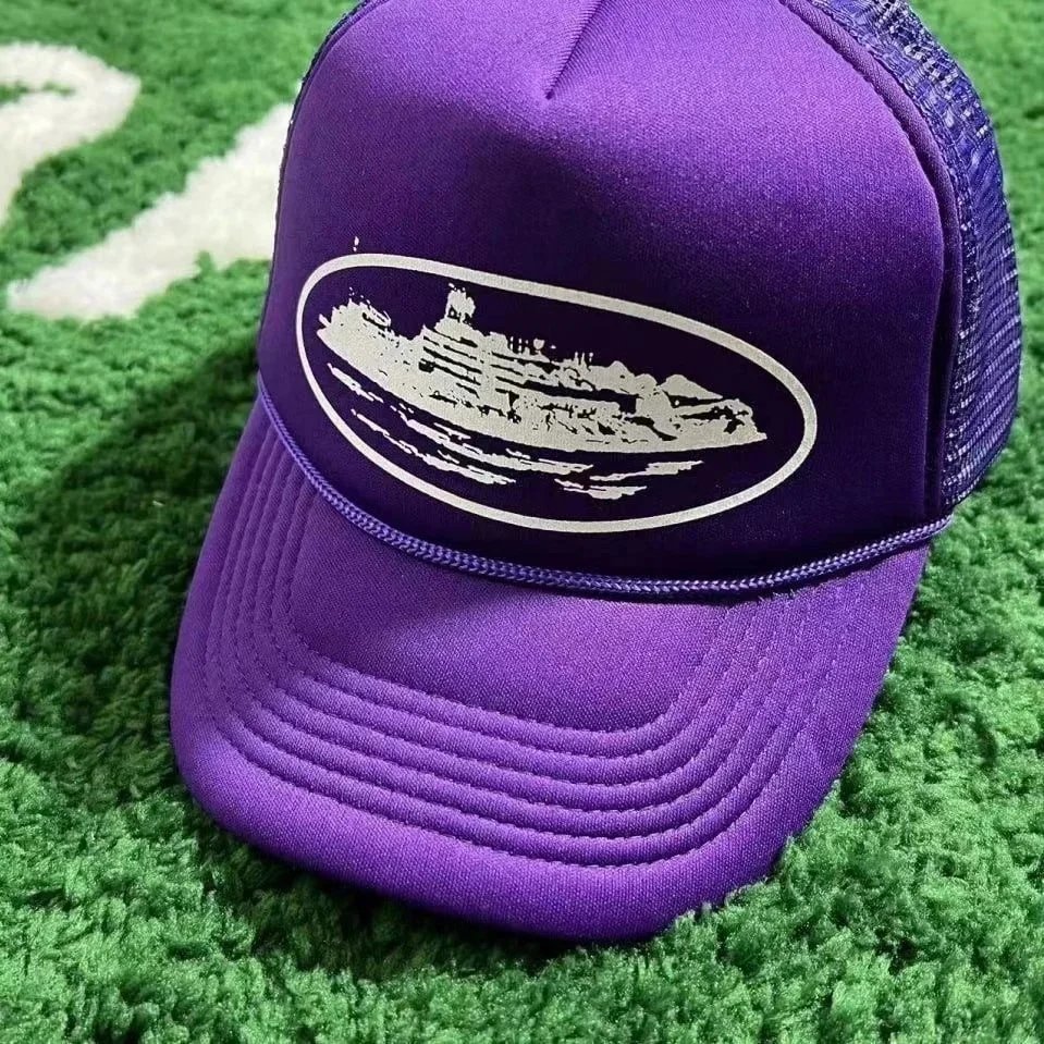 Purple Trucker Hat with Ship Logo Design